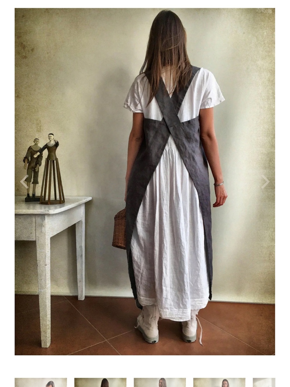 LinenBee Pinafore Apron / Dress XL grey